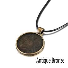 5 pièces/paquet Cadre de pendentif de 25 mm avec cordon de cire, base de cabochon rond vide pour DIY, accessoires de bijoux de collier