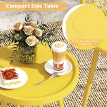 Lifezeal 3 Piece Patio Bistro Set All Weather Heavy Duty Table And Chairs Set Of 2 Black/Yellow - Yellow - View 8