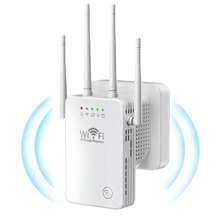 Amplificador de señal WiFi para el hogar, extensor de alcance WiFi mejorado, repetidor Wifi Amplificador Señal 300mbps,con 4 antenas externas de alta potencia, Gran cobertura, con WPS - Tipo de Enchufe A USA (110-127V) - Ver 2