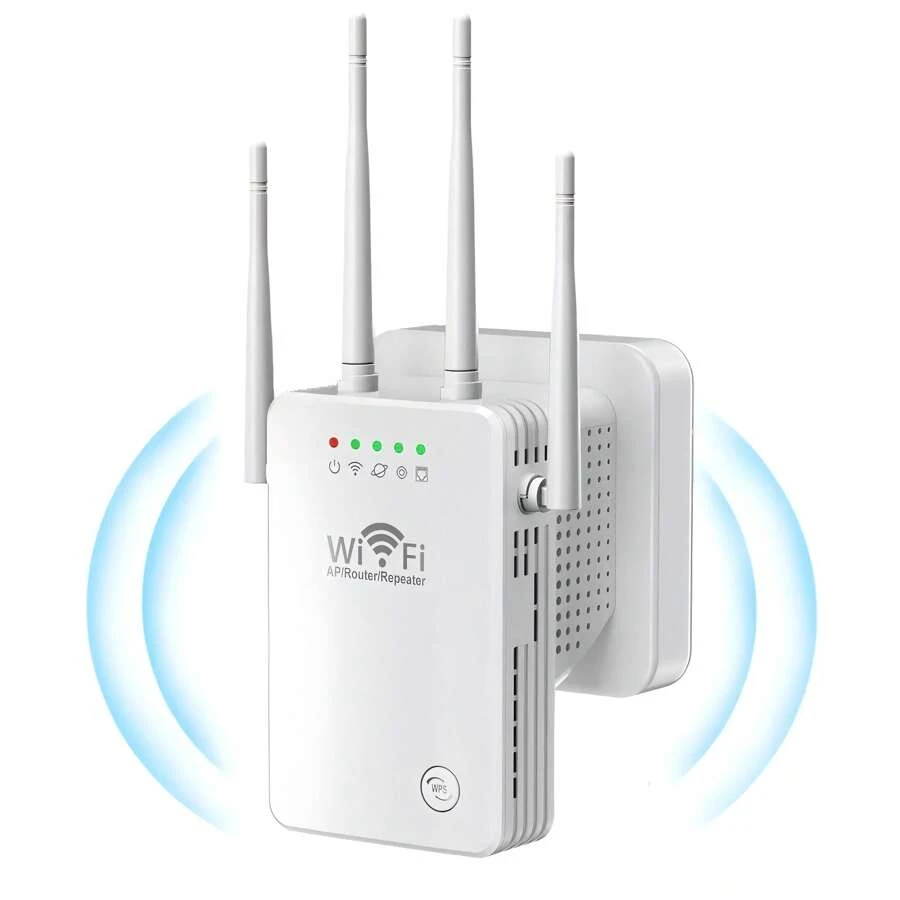Amplificador de señal WiFi para el hogar, extensor de alcance WiFi mejorado, repetidor Wifi Amplificador Señal 300mbps,con 4 antenas externas de alta potencia, Gran cobertura, con WPS