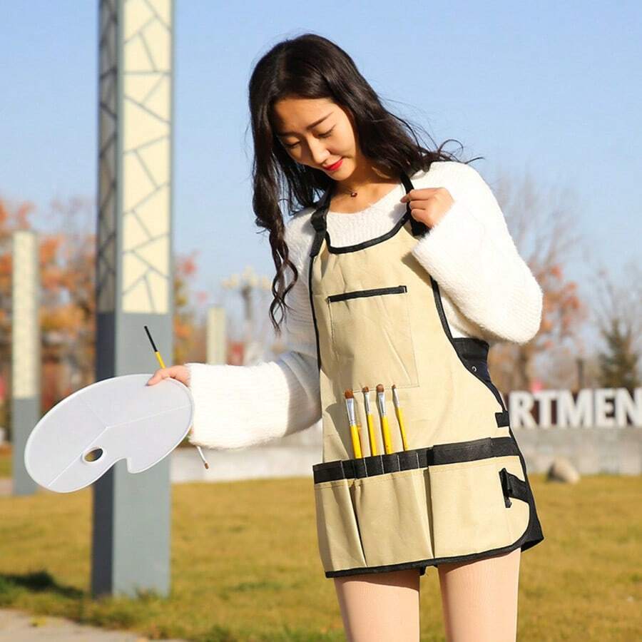 Garden Tool Apron Waterproof Storage Pocket Oil Painting Apron Unisex Garden Tool Storage Apron - Apron Canvas Waterproof Storage Pocket Oxford Fabric Gardening Tool Work Apron - With Multiple Pockets, Waterproof Oil Painting Tool Garden Household Apron