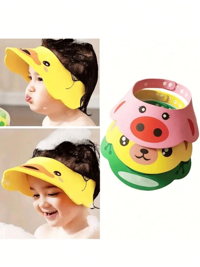 1pc Cartoon Shower Cap, Waterproof Shampoo Cap, Soft EVA Adjustable Shower Cap, Bathroom Shampoo Cap, Portable Shower Cap