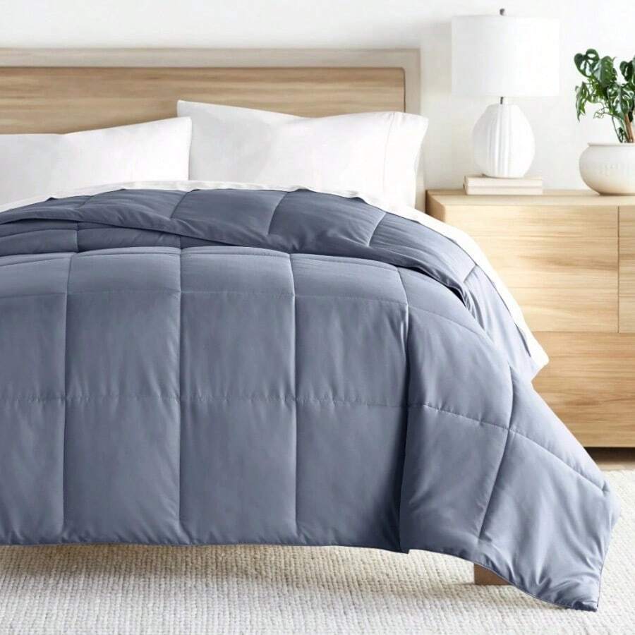 Light Gray All Season Alternative Down Solid Comforter, King/Cal King