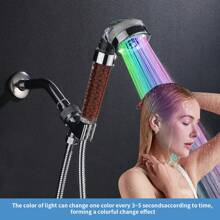 1pc Hydroelectric LED Shower Head With Temperature Display In °C And °F, Handheld Showerhead, Explosion-Proof Hose, American Style Bracket
