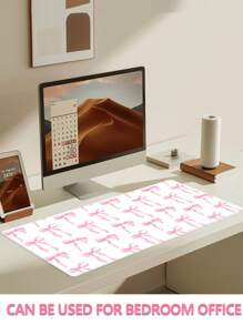 1 件粉色蝴蝶结设计橡胶防滑台式机/笔记本电脑办公游戏鼠标垫 - 粉色 - 查看 7