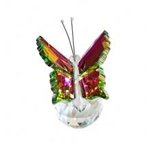 1 Piece Exquisite Multicolor Crystal Butterfly Figurine Colorful Butterfly Figurine With Crystal Ball Base, Small Glass Butterfly Statue Gifts For Women Men, Cute Animal Ornament Collectible For Home Office Decoration Ideal Gift For Christmas, Mother's Day, Father's Day, Valentine's & Weddings Birthday Graduation