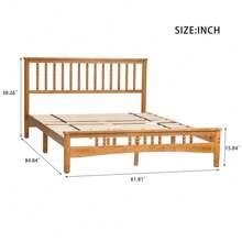 Queen Size Elegant Style Wooden Platform Bed Frame With Headboard,No Need Box Spring,Easy Assembly - Brown - View 3
