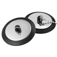 Tapón para la bañera y el fregadero, desagüe de piso sellado y anti-olor para el baño, resistente a la corrosión y deformación, tapón de alcantarilla y fregadero con una cadena, decoración de baño de verano - Negro - Ver 5