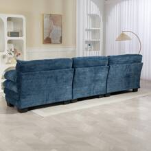 Luxury L-Shaped Modular Sectional Sofa: Deep Seating Reversible 3-Seat Sleeper Couch With Memory Foam And Pocket Springs, Comfortable Upholstered Furniture For Living Rooms, Apartments, Studios & Offices - 藍色 - 查看 4