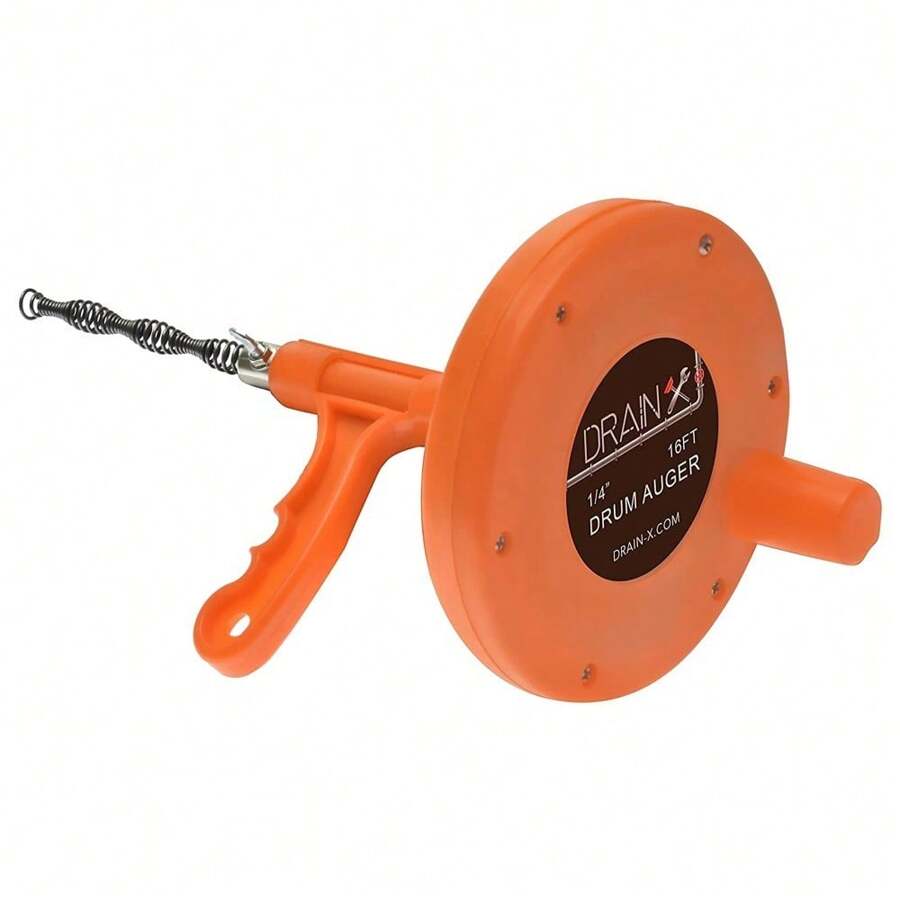 Plumbing Snake Auger, Flexible Steel Drain Cleaning Cable , Hair And Other Drain Clogs Removal. - Orange - View 1