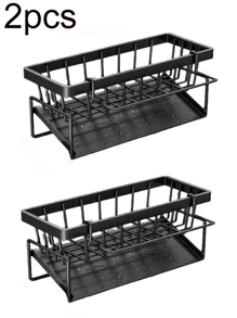 Kitchen Shelf Sink Rags Draining Rack Faucet Sink Dishwashing Detergent Steel Wire Ball Storage Rack Artifacts Free Countertop Grey Kitchen Supplies Decoration Light Luxury Restaurant Scandinavian Style Simple Without Drilling Holes Simple And Stylish Won't Rust Strong Load-Bearing Capacity Doesn't Take Up Space Easy To Install Easy To Clean,Sticky Hooks