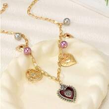 1 件金属心形小盒吊坠项链，带樱桃邪眼辣椒太阳吊坠珠宝礼物情人节、妈妈、母亲、母亲节、礼物 - 多吊墜項鍊 - 查看 12