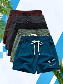 1pc Unisex Sports Shorts, Fitness Training Basketball Marathon Running 3/4 Shorts, Outdoor Quick Drying Ice Silk Swimming Beach Pants - Blue - View 1