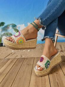Sandales à plateforme de style bohème pour femmes, mules de plage . Convient pour le port quotidien, les fêtes, les mariages et divers festivals