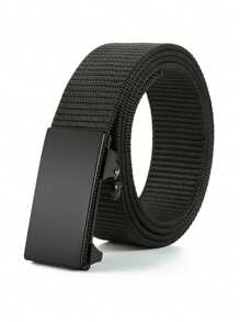 Men's Fashion Canvas Belt With Automatic Buckle - Versatile For Outdoor, Black Casual, Business, Boyfriend Husband Father Dad Men Gift, Daily Wear, Fashion, Teen, Outdoor, Vacation, Athletic, Travel, Street, Boho, Vintage Fall, Autumn, Halloween Autumn-Winter Accessories,Suitable For Teens, Youth,Men,Casual, Outdoor, Athletic, Vacation, Graduation Gifts, Birthday, Daily Wear - Black - View 8