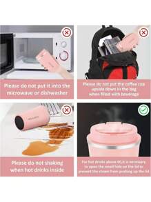 380ml/510ml Coffee Mug 304 Stainless Steel Mug Sealed Leak-Proof Anti-Slip Portable Water Cup For Travel Picnic Trips Back To School - Multicolor - View 2