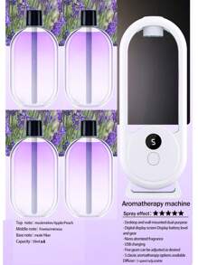 Rechargeable Aromatic Diffuser 5 Modes Essential Oil Diffuser Machine Homemade Air Freshener Diffuser For Home Car Room Fragrance Wall-Mounted Oil Aromatherapy Machine Air Purifying Automatic Diffuser Toilet Deodorization Fragrance Humidifier Colorful Night