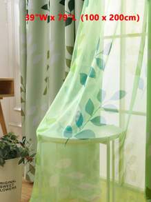 2 Stücke Landhaus Stil Baumblattrüsche Vorhänge, leichter Sichtschutz Tüll für Wohnzimmer, Schlafzimmer, Balkon, geeignet für Heimdekoration, Frühling/Sommer