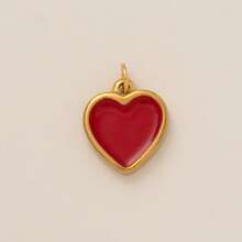 1Pc 18K Gold Plated Heart Charms, Natural Gemstone & Enamel Pendant, Rainbow, Red & Crystal Hearts, DIY Necklace & Bracelet Jewelry