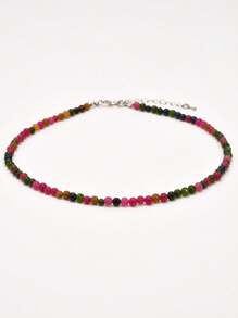Collar de cadena de clavícula de estilo Y2K con piedra natural de aquamarina, joyería de collar de cuentas de topacio de 4 mm de colores, adecuado para uso diario y conjuntos