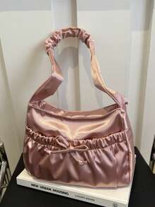 1pc New Fashion Korean Gentle Pleated Shoulder Bag Girls All-Match Ins Underarm Bag Pleated Casual Soft Summer Large Capacity Underarm Bag Casual Fashion Shoulder Bag Is Also Suitable For Traveling And Outdoor Shopping Dating Is Also Suitable As A Gift