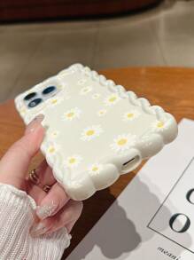 Flower 1pc Luxury Hand-Painted Rattan Weave Small Daisy Phone Case, Compatible With Apple X XR 11 12 13 14 15 16 Pro Max - Multicolor - View 5
