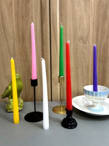 6支/套糖果色多用途装饰长杆蜡烛，适用于餐厅装饰