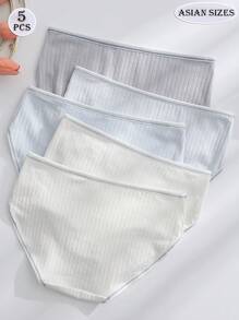 Calcinha 5 peças Fresca e Doce Estilo Fada Letras Estampadas Bonitas Macias E Macias Desenho Animado Animal Menina Cuecas Cor Sólida Calcinha Básica Confortável E Respirável Roupa Interior