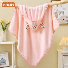 TDHD 1 Pc Children Solid Color Coral Velvet Embroidered Bath Towel, Soft, Skin-Friendly, Absorbent, Quick Drying, Easy To Clean Coral Velvet Bathrobe Suitable For Home Use - Multicolor - View 13
