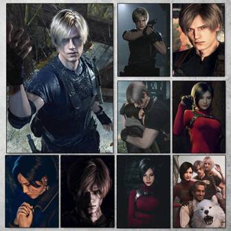 1 件墙面艺术海报无框游戏 4 重制版高清海报 Leon Ida Wang 海报印刷帆布艺术画家居客厅和卧室墙壁装饰无框画流行可选框架