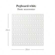 Najlepiej sprzedający się artykuł do domu, Basic Living 1 szt. montowany na ścianie i bez wiercenia plastikowa tablica perforowana, zestaw akcesoriów o wielu kombinacjach, uniwersalna tablica perforowana do przechowywania z różnymi pudełkami do przechowywania i metalowymi haczykami, odpowiednia do warsztatu garażowego/organizacji i przechowywania w kuchni domowej/biurze/pokoju rzemieślniczym/łazience (28*28 cm)
