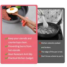 Soporte para cucharas en forma de cangrejo de 4 piezas, utensilio de cocina de silicona ajustable para proteger contra escaldar ollas, escurridor para mostrador de cocina o estufa, regalo divertido de cangrejo (naranja rojo) - Multicolor - Ver 7