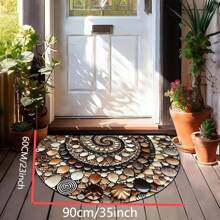 Colorful Pebble & Floral Welcome Mat - Non-Slip, Easy Clean, Semi-Round Door Mat For Indoor/Outdoor Use - Perfect For Entryway, Kitchen, Bathroom, Patio, Balcony Decor Home Bathroom Decor Bath Rug Floor Carpet Outdoor Rug Door Mat Fall Decor Bathroom Accessories Back To School Entryway Decor - Multicolor - View 10