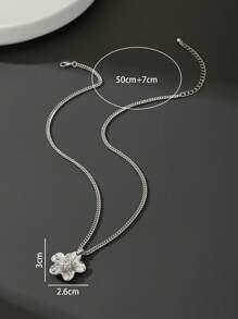 1pc Unique Minimalist Metal Flower Pendant Necklace For Men - Silver - View 5