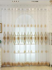 1pc Embroidered Floral European Style Sheer Curtain For Bedroom, Living Room, Balcony