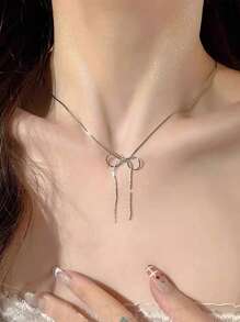 1pc Girl's Delicate Velvet Bow Pearl Decor Necklace, Minimalist Korean Style Choker Necklace