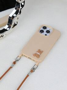 Handy-Hülle mit Hasen-Motiv und handgefertigtem Schlüsselband für iPhone 13, 14, 15, 16 Pro Max