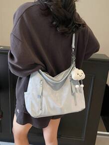 Large Capacity Fashion Versatile Matte Shoulder Bag, High-End Casual Beach Tote Handbag Shopping Bag