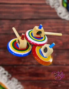 3 trompos churumbela juguete madera tradición mexicana diseño divertido creatividad habilidad colores surtidos resistentes papelería regalo actividad fiesta cultura colección - Multicolor - Ver 4