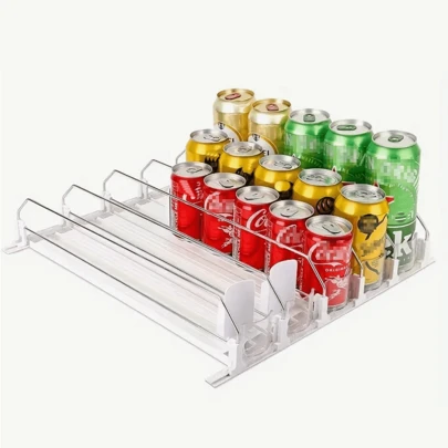 2pcs Beverage Pusher Drink Propeller, Refrigerator Bottle And Can Storage Box, Self -Propelled Soda Can Dispenser With Upgraded Double-Layer Partition Board And Positioning Buckle, Kitchen Supplies, Closet Organizers And Storage, Desk Organizer