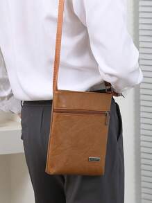 Men's PU Leather Crossbody Bag, Fashionable Brand Minimalist Small Square Shoulder Bag For Daily Business Sling Bag - Multicolor - View 16