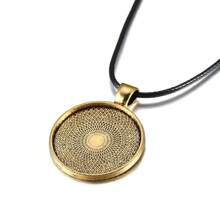5 pièces/paquet Cadre de pendentif de 25 mm avec cordon de cire, base de cabochon rond vide pour DIY, accessoires de bijoux de collier