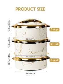 3 pièces, réchaud alimentaire Golden Touch, ensemble de plats à gratin isothermes avec couvercles, récipient en acier inoxydable isolé pour aliments chauds et froids, bol de service pour buffet, ensemble de réchauds à fondue, ensemble de réchauds à fondue, ensemble de casseroles de service, pour le bureau