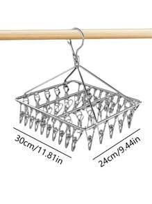1 件多功能不锈钢袜子架，实心 20/40 夹子晾袜子架，多夹晾衣架，强力弹簧夹，夹紧不脱落，