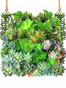 10 piezas - Maceta de plantas suculentas artificiales, maceta de madera rectangular para decoración de flores, decoración de centro de mesa, plantas suculentas artificiales de primera calidad - plantas falsas realistas con textura de cactus - plantas suculentas faciales - mini suculentas falsas, decoración de jardín, planta exterior, jardinería, flores falsas
