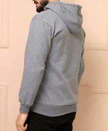 Sweatshirt Jacket Kangaroo Pocket Cold Weather Top With Open Or Closed Zipper - Grey - View 3