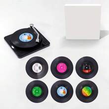 6 pezzi di sottobicchieri in vinile, creativo vintage classico retro, pad riciclato da dischi musicali rock americani, antiscivolo, resistente al calore, isolante, decorazione per la casa