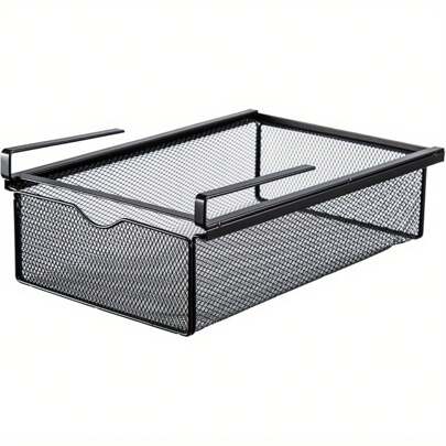  Youyijia Drawer Organiser Lower Hanging Drawer Box Metal Mesh Drawer Organiser No-Punch Iron Organiser Drawer Organiser Wardrobe Pull Out Organiser For Underwear Bras Socks Storage (White)