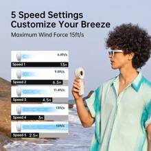 JISULIFE Ventilatore portatile JISULIFE Life7 - Massima flessibilità: motore ad alta potenza, display LED, ricaricabile 3600mAh, 5 velocità, design pieghevole, 3 in 1 portatile per mano/scrivania/collo, ideale per viaggi, regalo per le donne