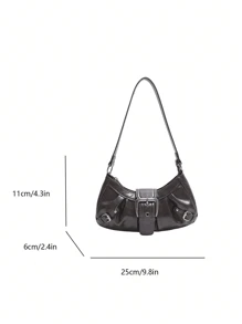 1pc Women Retro Biker Chic Studded Adjustable Strap Crossbody Bag, Large Capacity Soft Gradient Leather Shoulder/Underarm Bag, Suitable For Work, Dating, Parties, Vintage Bag For Women, Halloween Purse Perfect For Fancy Party Halloween Fashion & Gothic Fashion